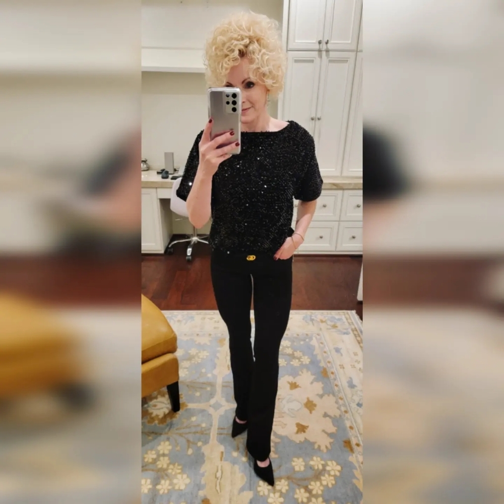 Paige Transcend Manhattan Bootcut Jeans in Black Shadow Size 24